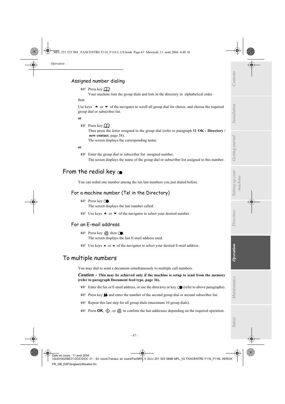 Xerox FaxCentre F116 User Manual | Page 71 / 141