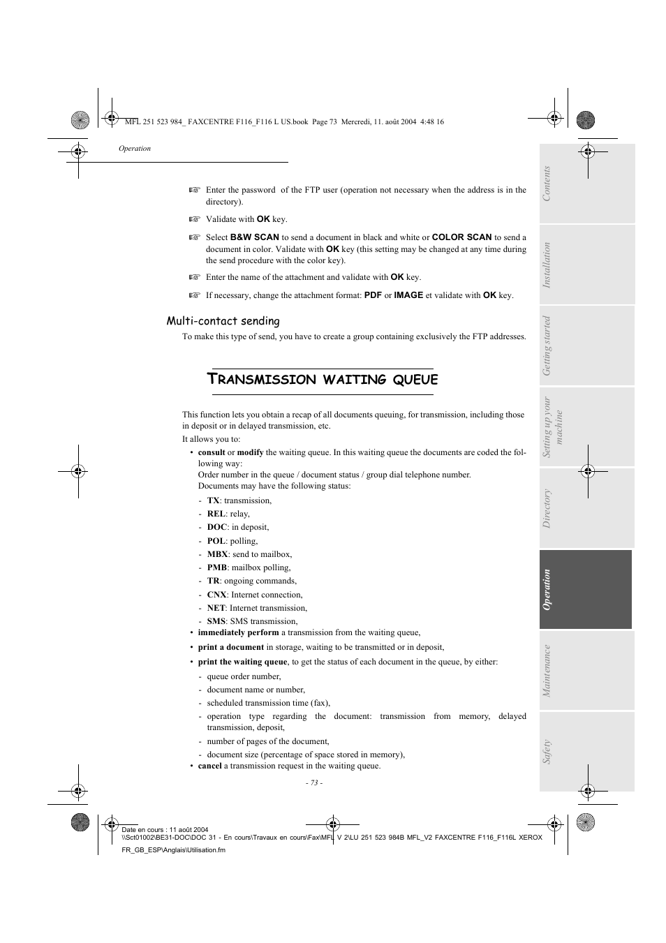 Xerox FaxCentre F116 User Manual | Page 77 / 141