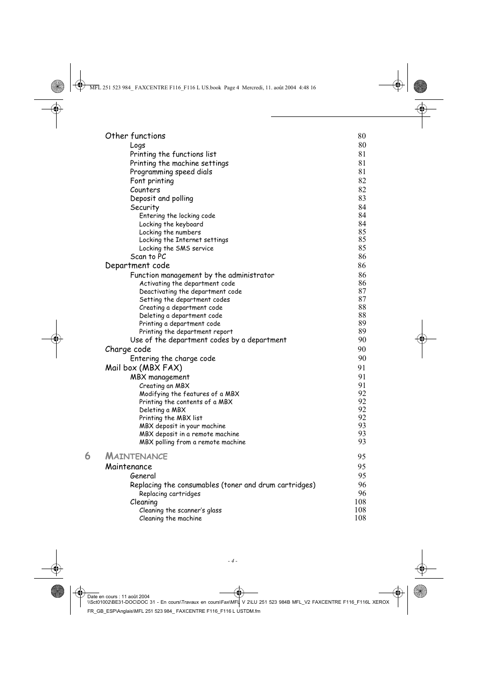 Xerox FaxCentre F116 User Manual | Page 8 / 141