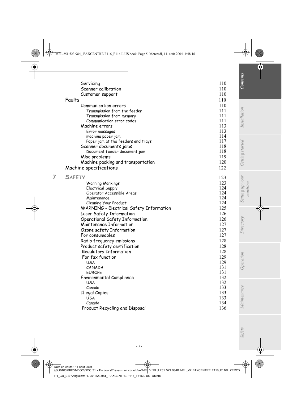 Xerox FaxCentre F116 User Manual | Page 9 / 141