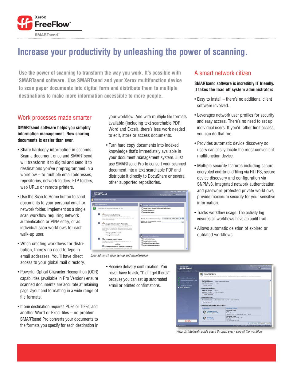 Work processes made smarter, A smart network citizen | Xerox SMARTsend 2.0 User Manual | Page 2 / 4