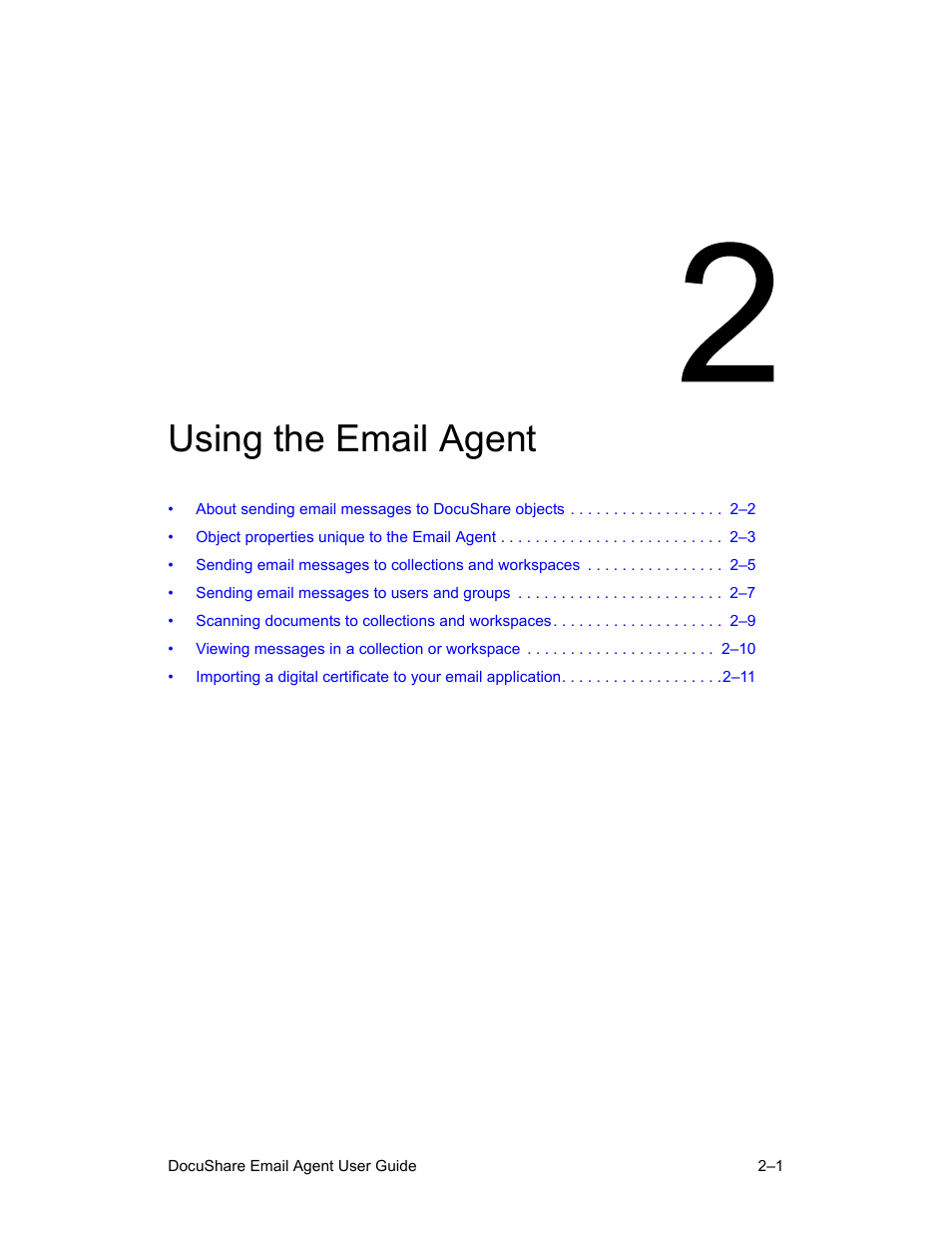 Using the email agent, Chapter 2 | Xerox DocuShare 6.0 User Manual | Page 9 / 20