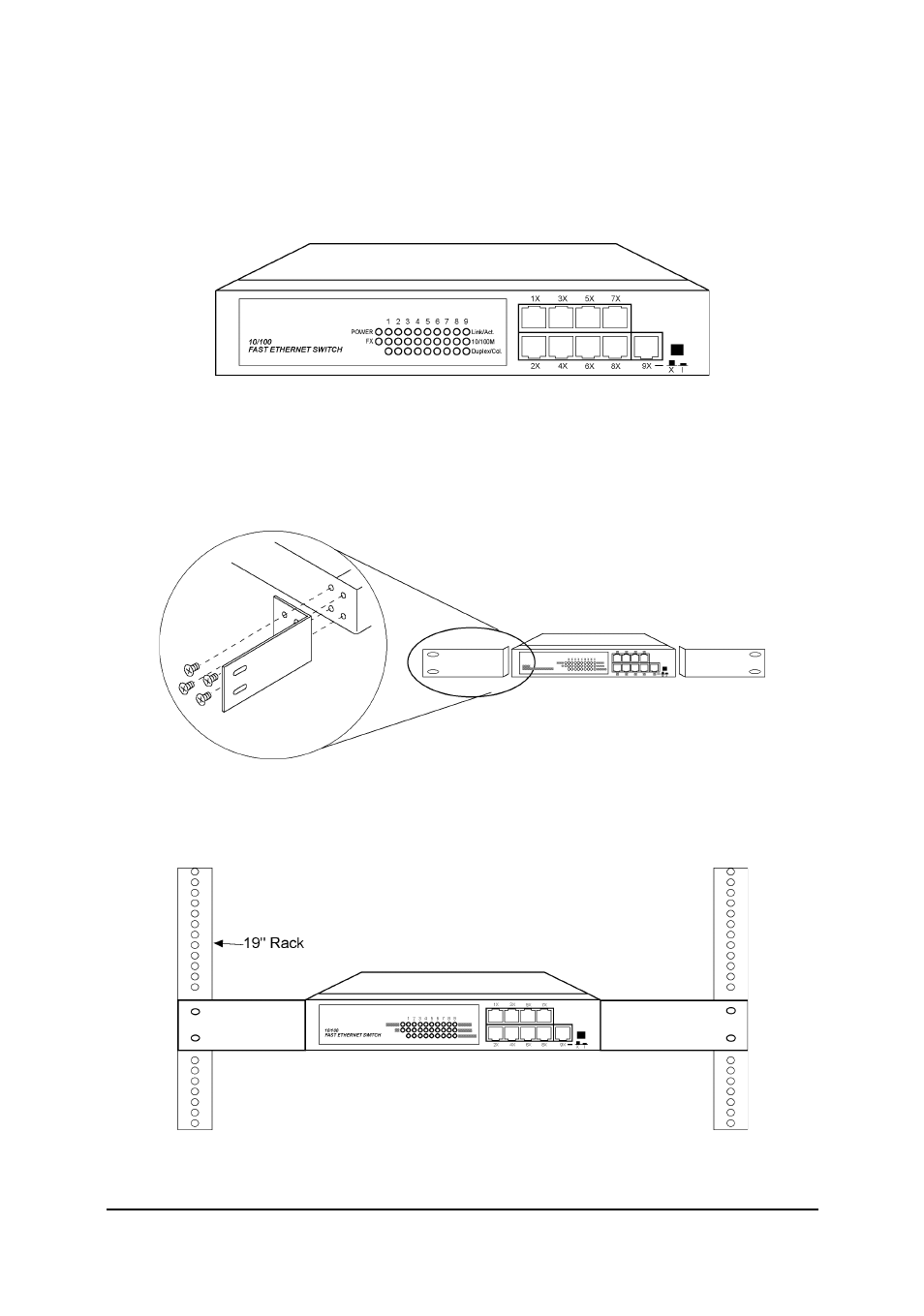Making network connections, 1 network switched ports, 3 mounting the switches | Xerox KS-801 User Manual | Page 11 / 63