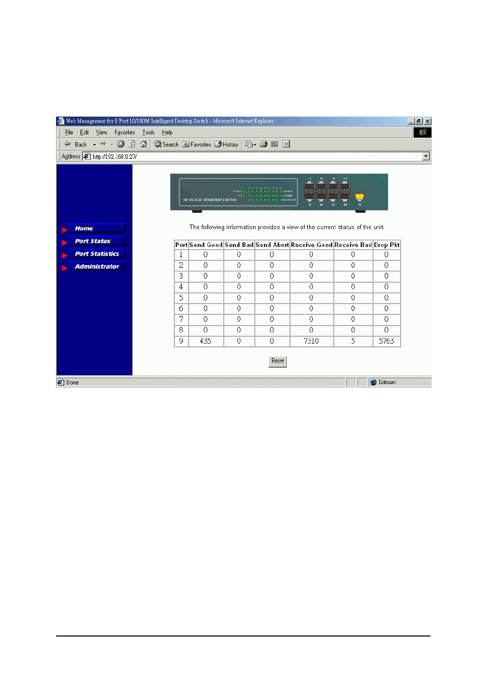 5 administrator, 4 port statistics | Xerox KS-801 User Manual | Page 42 / 63