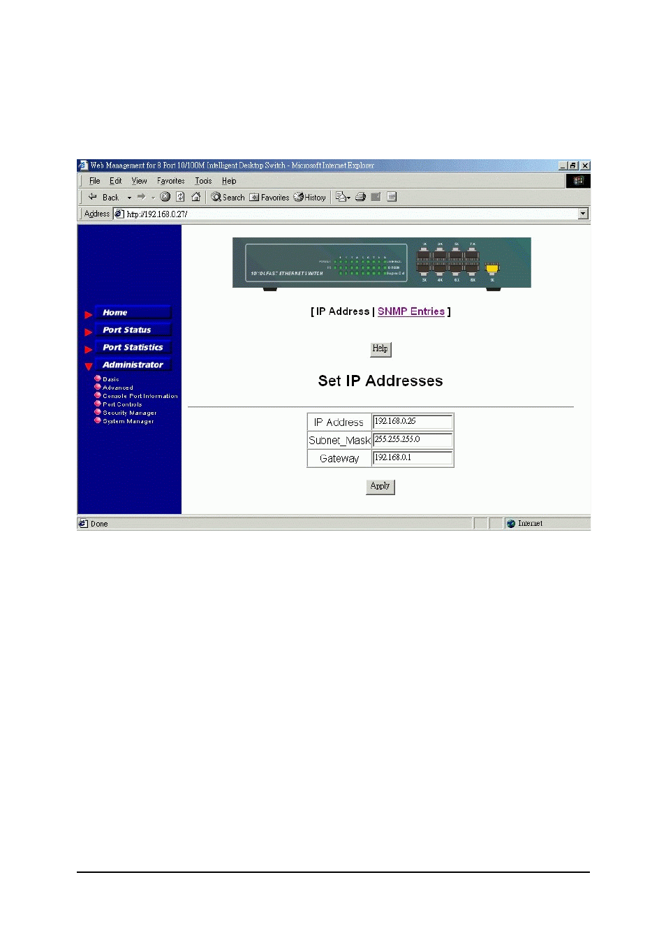 Snmp entries, Ip address | Xerox KS-801 User Manual | Page 45 / 63