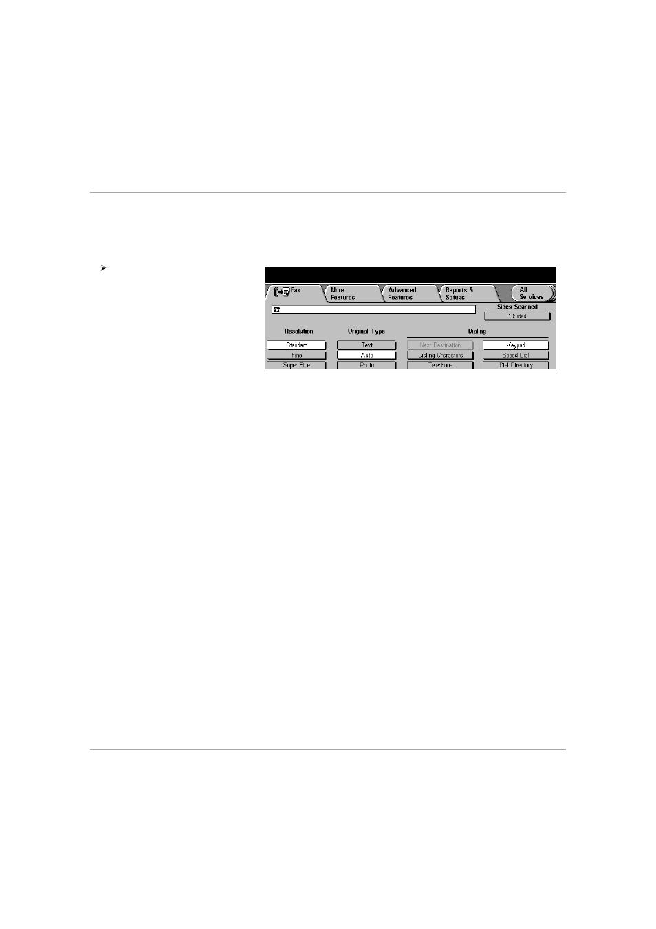 Sides scanned, Sides scanned -9, Fa x | Xerox 432 User Manual | Page 125 / 466