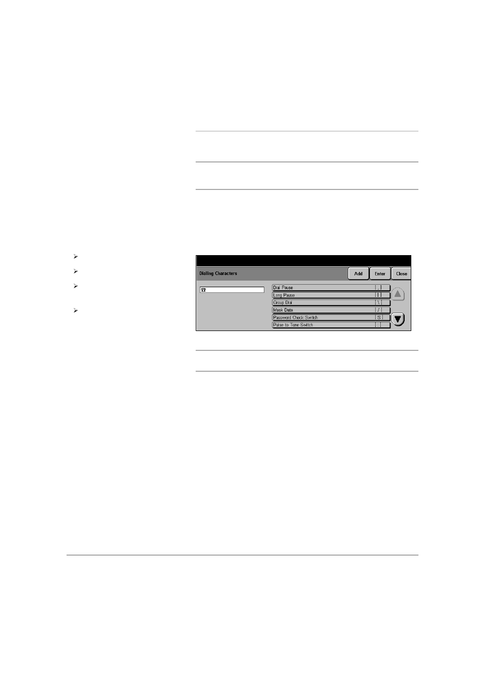 Dialing characters, Fa x | Xerox 432 User Manual | Page 169 / 466