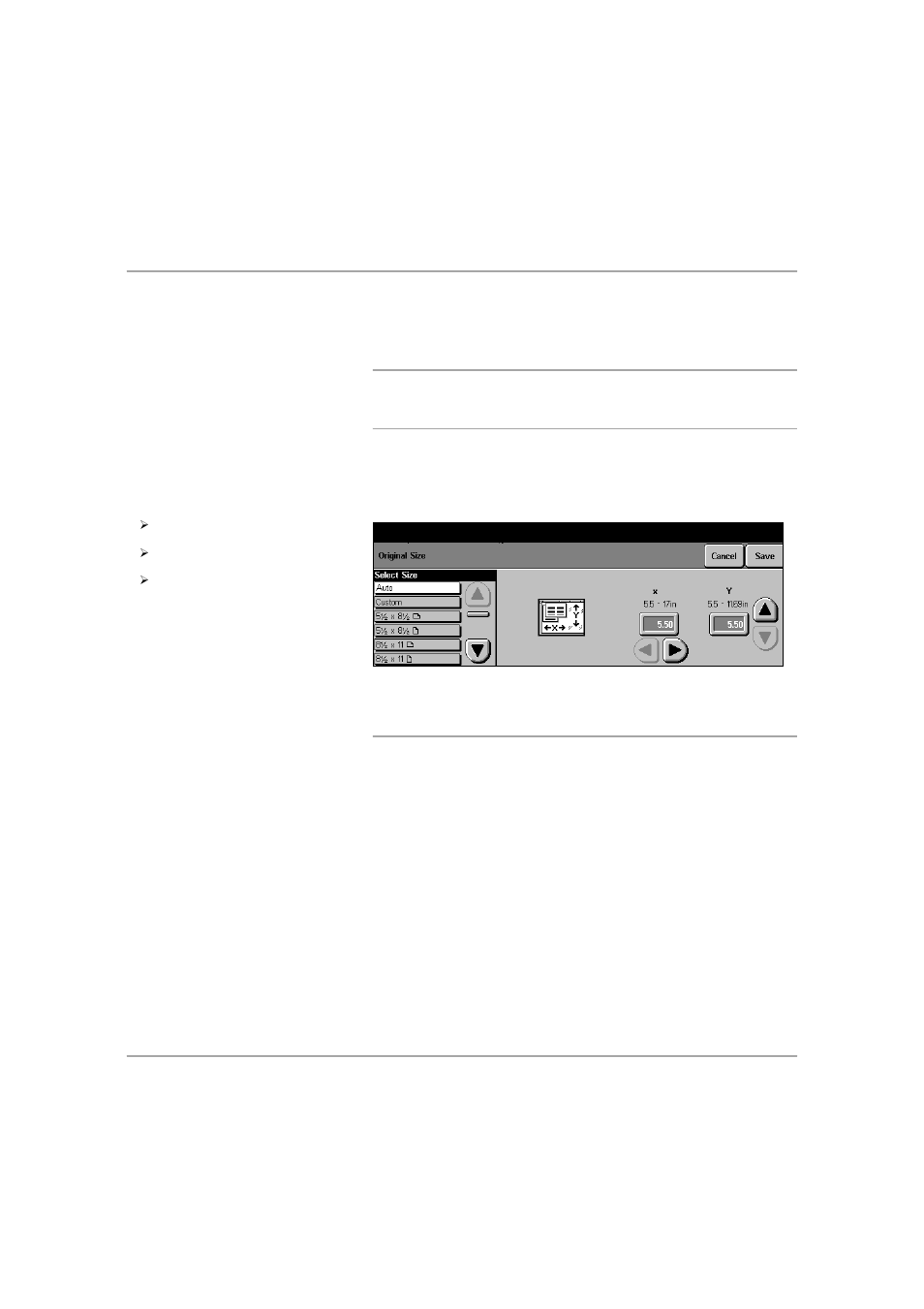 Original input size, Original size options, Original input size -56 | Xerox 432 User Manual | Page 172 / 466