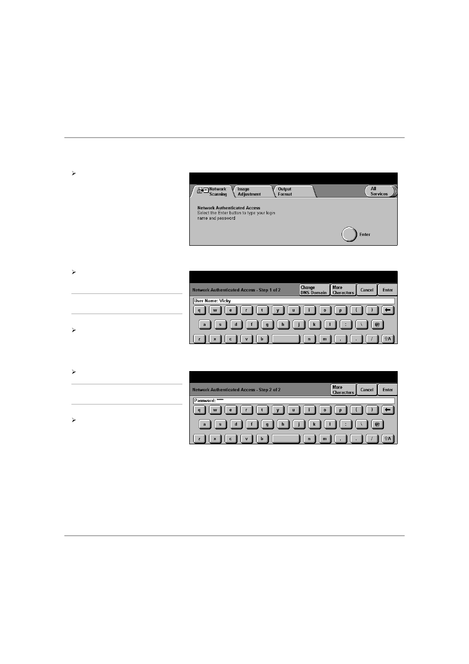 Login - network authenticated access, Login - network authenticated access -59, Fa x | Xerox 432 User Manual | Page 175 / 466