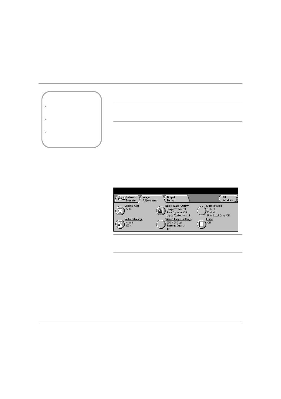 Image adjustment, Image adjustment -7, Network scanning | Xerox 432 User Manual | Page 195 / 466