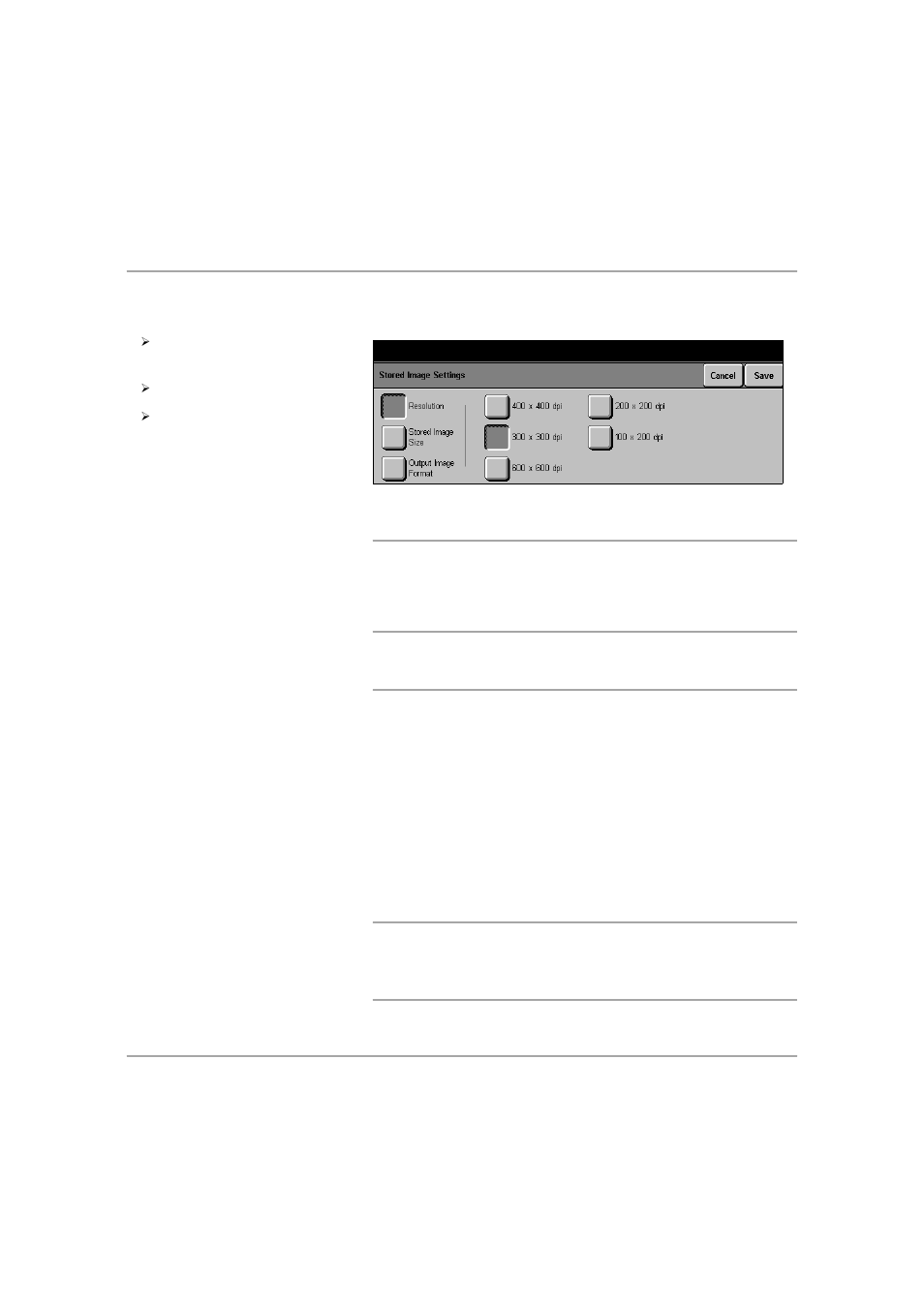 Stored image settings, Stored image settings options, Stored image settings -12 | Xerox 432 User Manual | Page 200 / 466