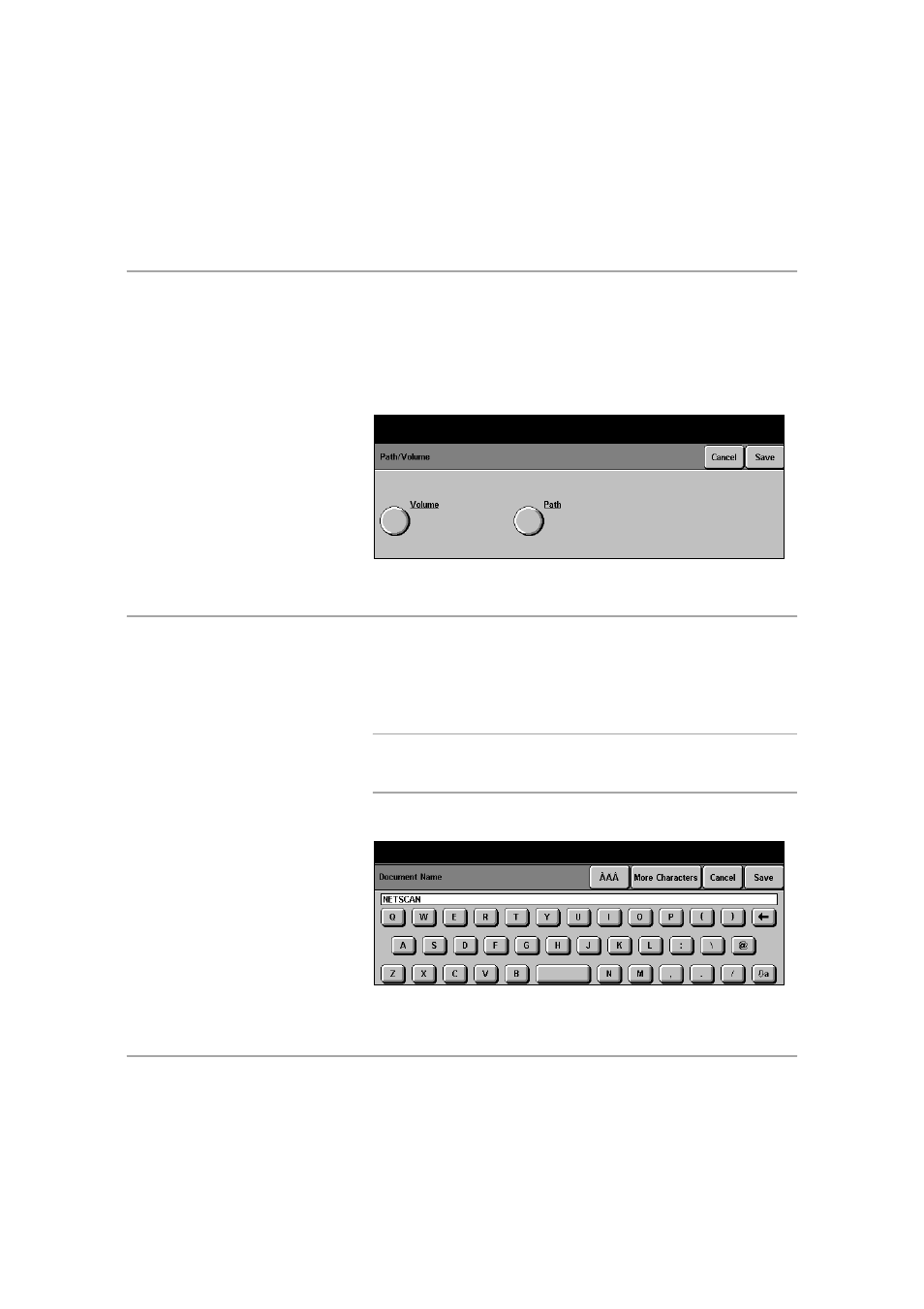 Document path / volume, Document name (or document folder), Ge 6-16 | Xerox 432 User Manual | Page 204 / 466