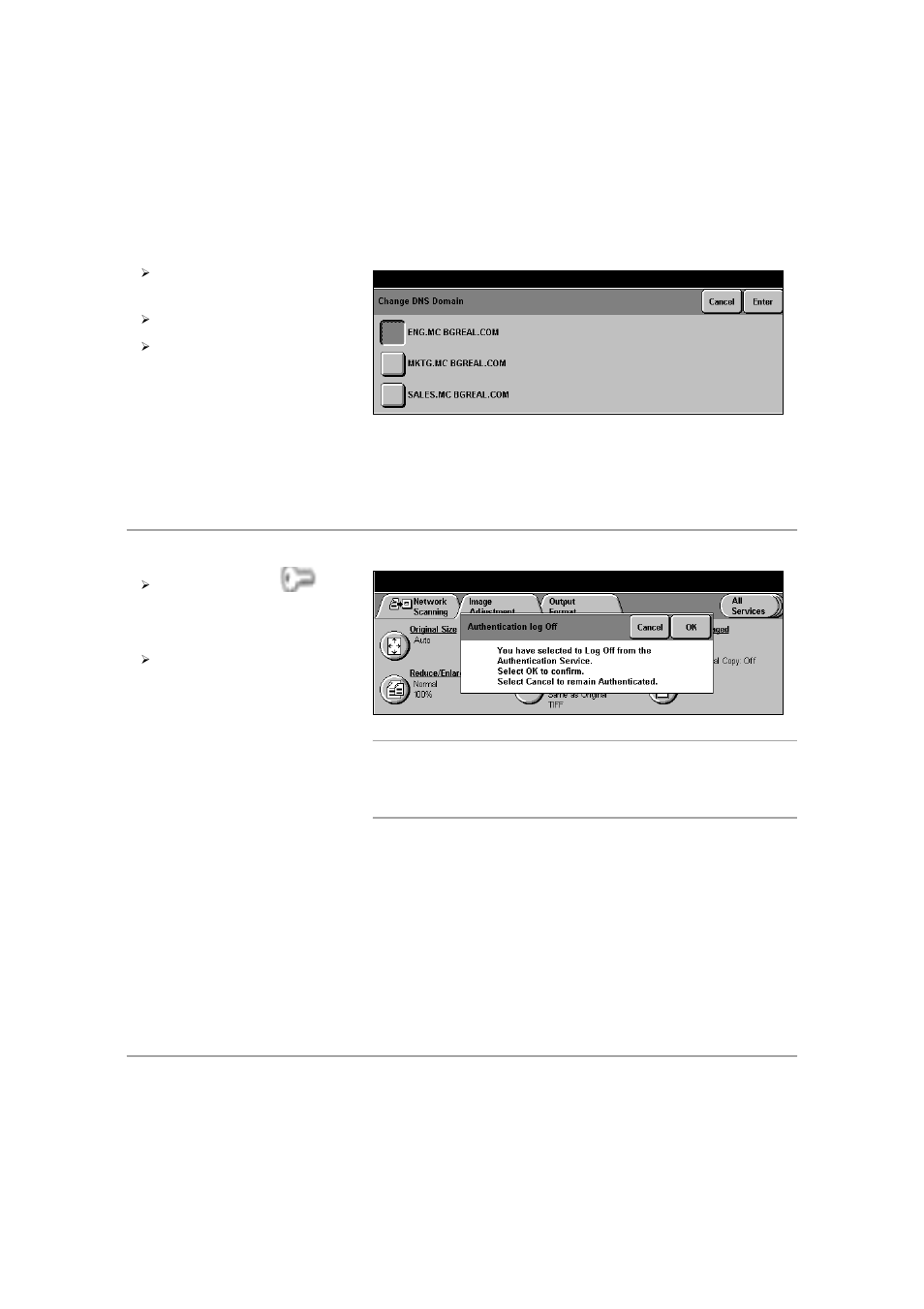 Logging off, Logging off -25, Network scanning | Xerox 432 User Manual | Page 213 / 466