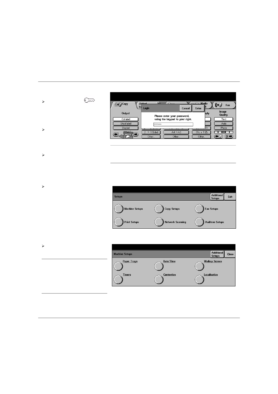 Access the machine setups, Access the machine setups -7, Set u ps | Xerox 432 User Manual | Page 303 / 466