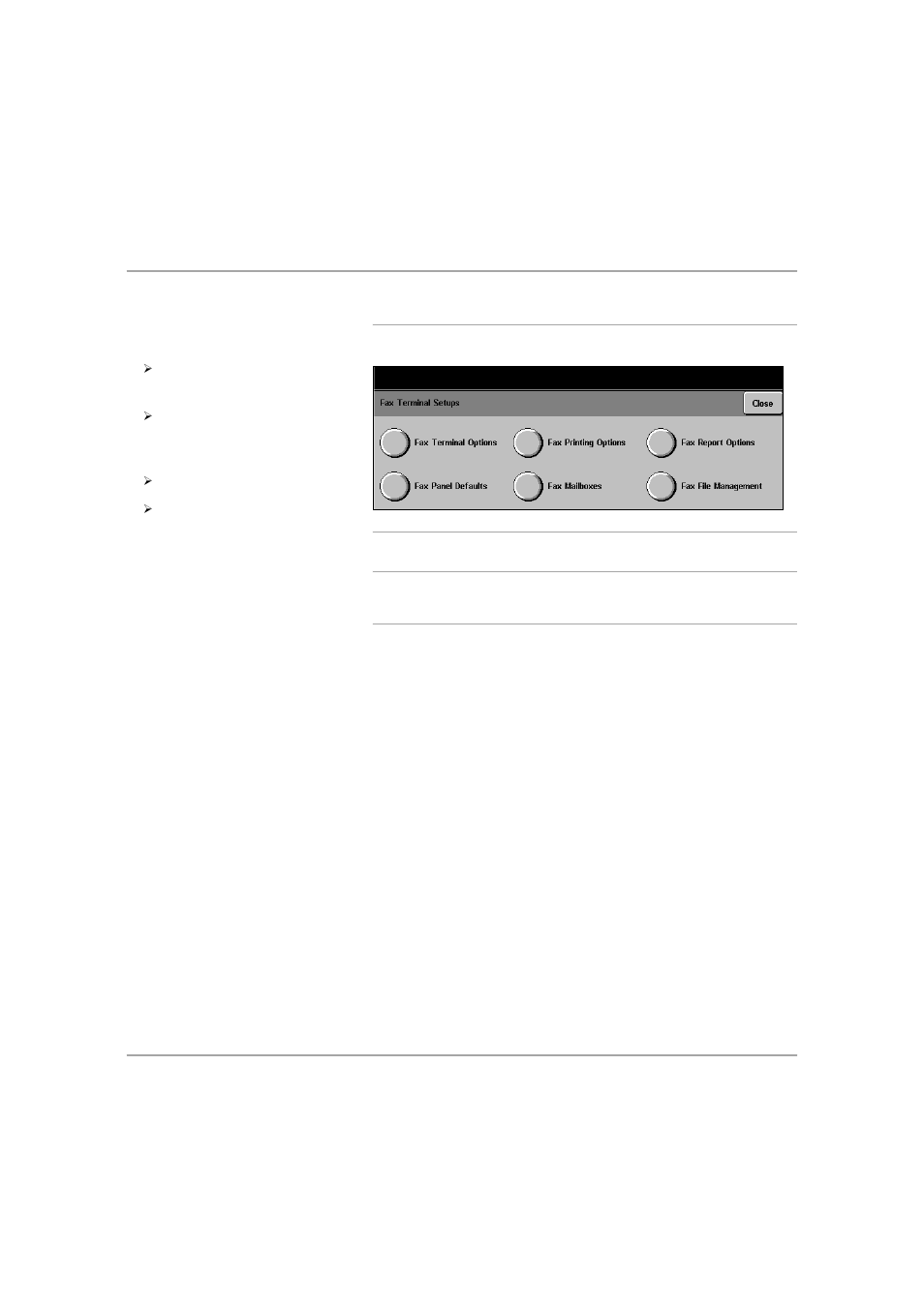 Access fax terminal setups, Fax terminal options, Local id | Access fax terminal setups -38 | Xerox 432 User Manual | Page 334 / 466