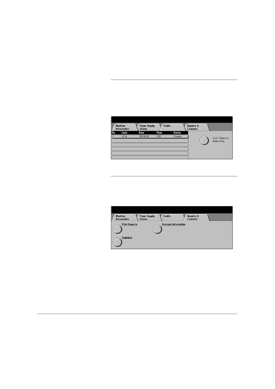 Faults, Reports and counters | Xerox 432 User Manual | Page 53 / 466