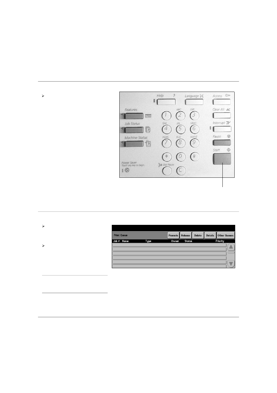 Select start, Identify the copy job in the print queue, Co py | Xerox 432 User Manual | Page 69 / 466