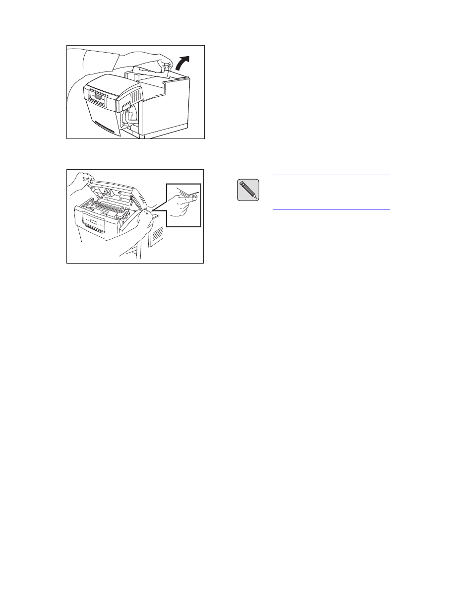 To open the top rear cover, To open the fuser cover | Xerox C55/C55mp User Manual | Page 28 / 158