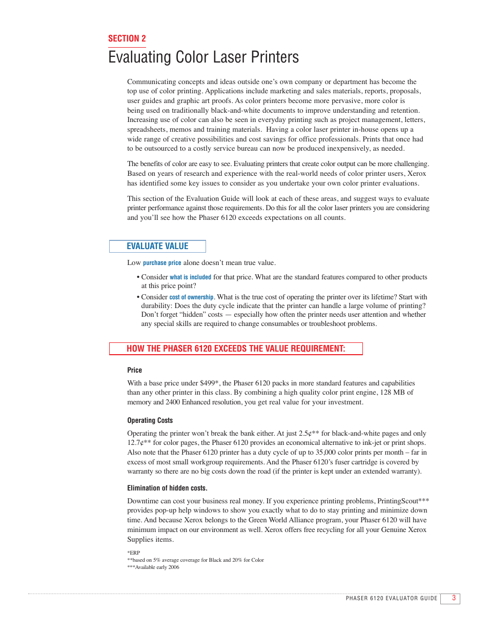 Evaluating color laser printers | Xerox 6120 User Manual | Page 5 / 12