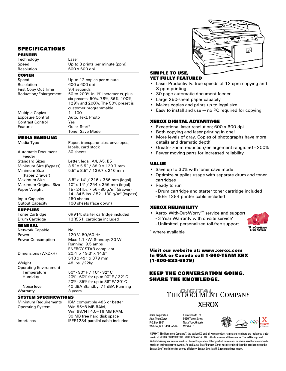 Xerox WorkCentre XD125F User Manual | 1 page