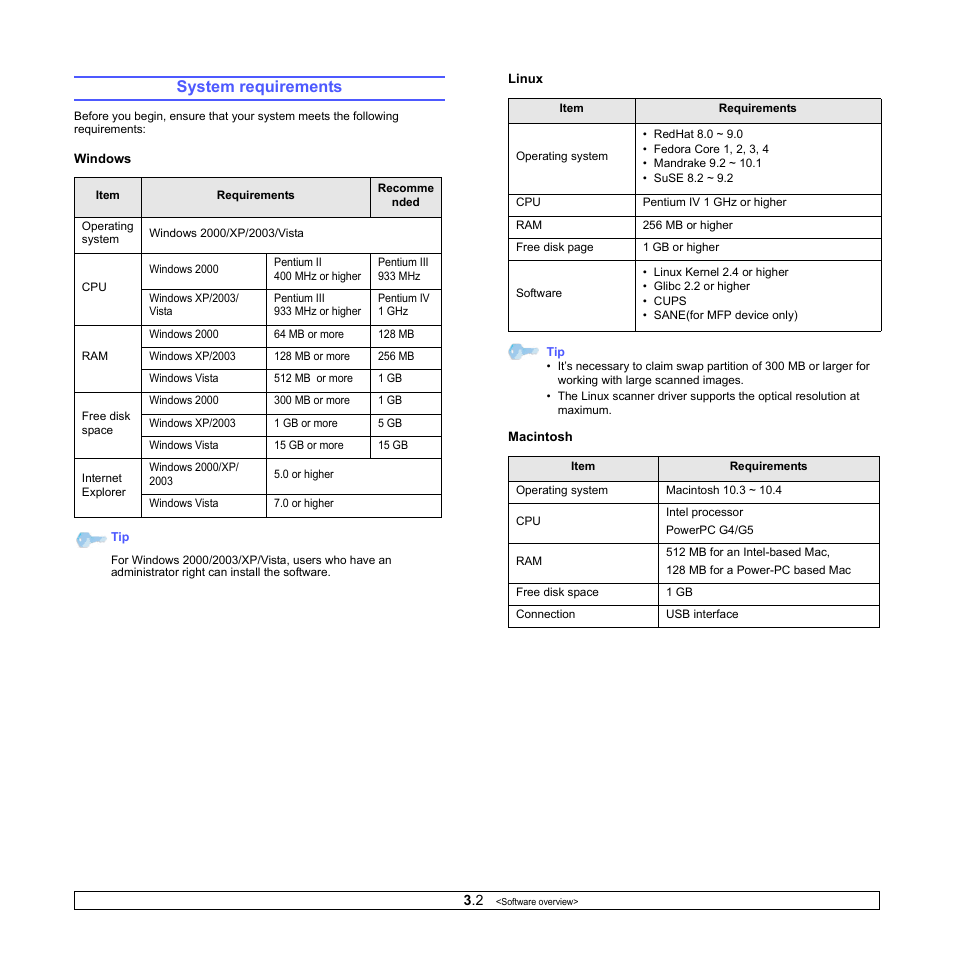 System requirements | Xerox Phaser 6110MFP User Manual | Page 20 / 104