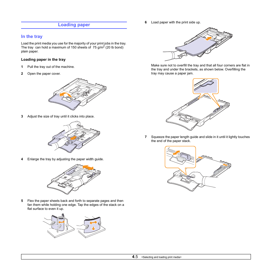 Loading paper, In the tray | Xerox Phaser 6110MFP User Manual | Page 25 / 104