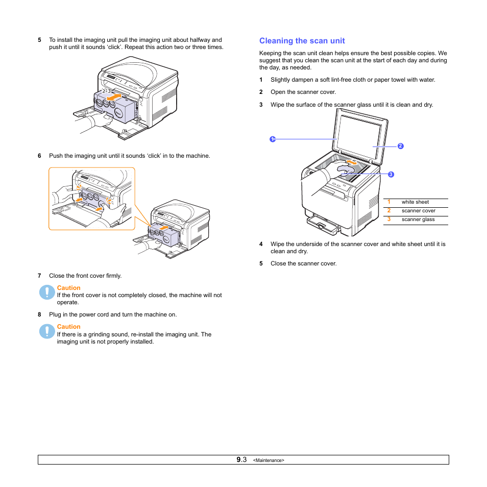 Cleaning the scan unit | Xerox Phaser 6110MFP User Manual | Page 43 / 104