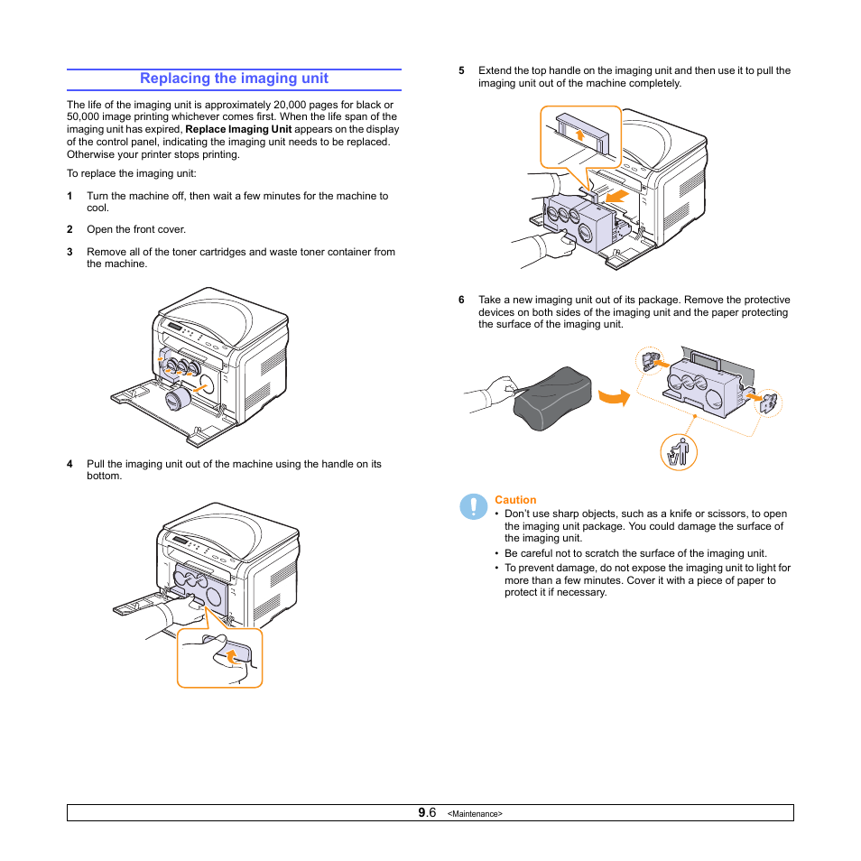 Replacing the imaging unit | Xerox Phaser 6110MFP User Manual | Page 46 / 104