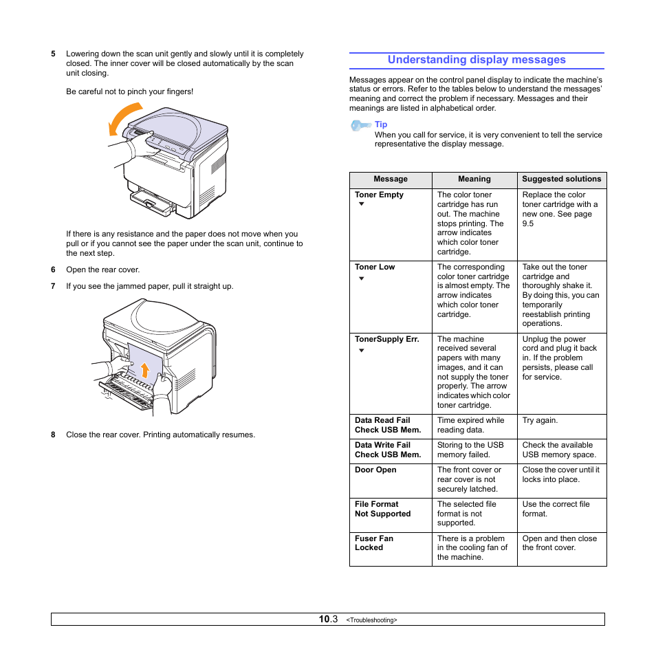 Understanding display messages | Xerox Phaser 6110MFP User Manual | Page 52 / 104