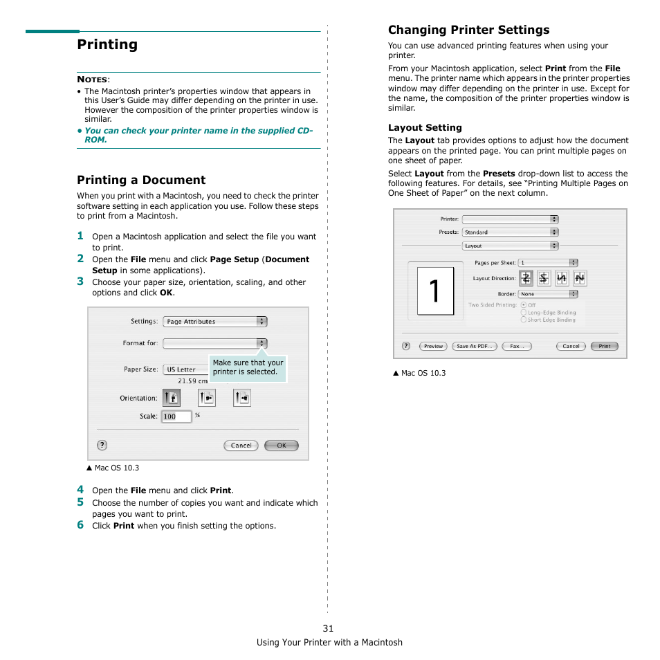 Printing, Printing a document, Changing printer settings | Printing a document changing printer settings | Xerox Phaser 6110MFP User Manual | Page 99 / 104