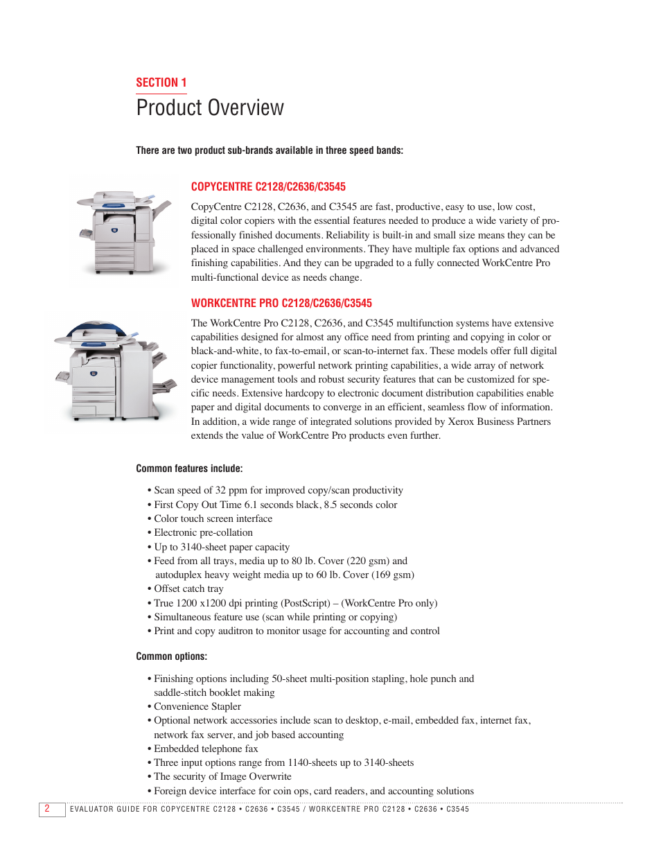 Product overview | Xerox C2636 User Manual | Page 4 / 20