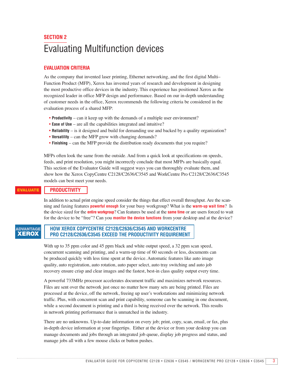 Evaluating multifunction devices | Xerox C2636 User Manual | Page 5 / 20