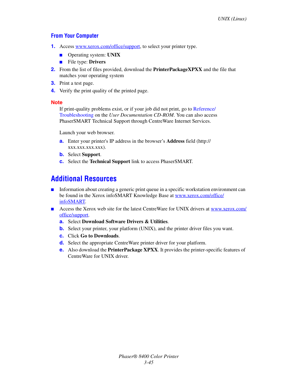 Additional resources, Additional resources -45 | Xerox Phaser Color Printer 8400 User Manual | Page 141 / 203