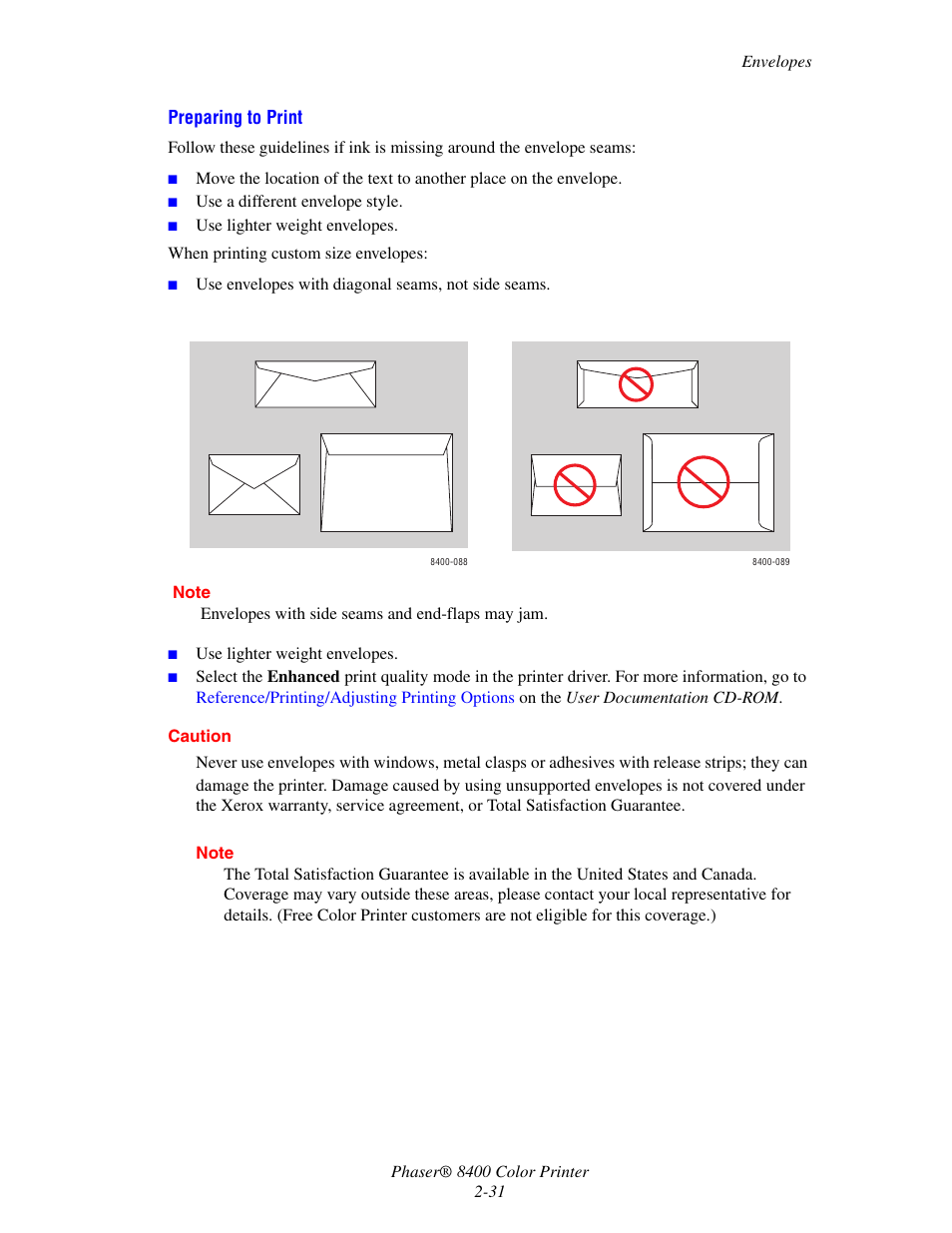Xerox Phaser Color Printer 8400 User Manual | Page 62 / 203