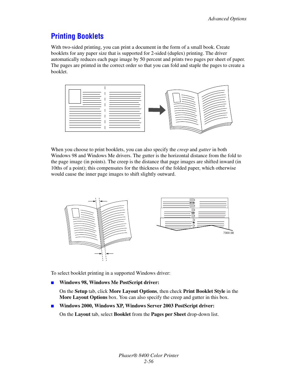 Printing booklets, Printing booklets -56 | Xerox Phaser Color Printer 8400 User Manual | Page 87 / 203