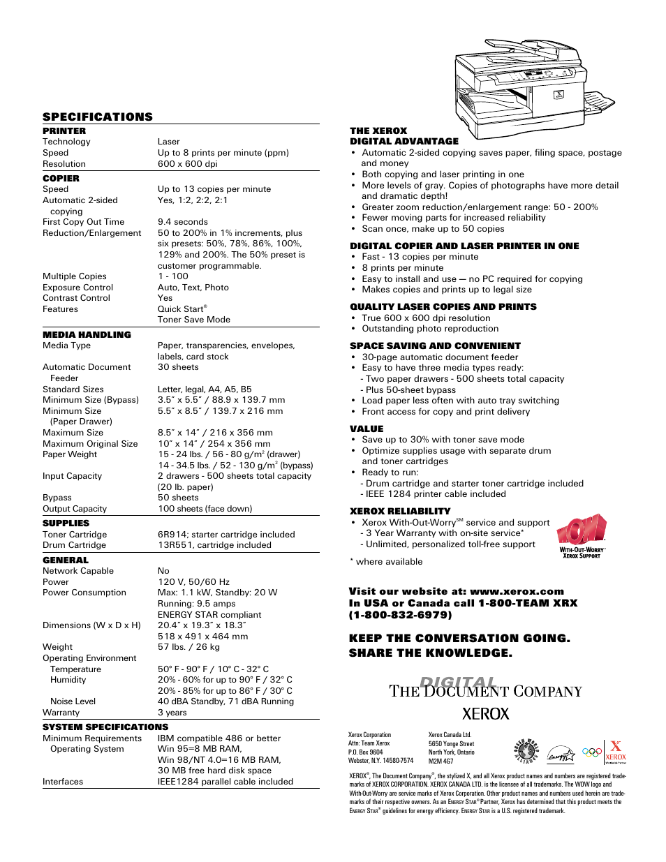 Xerox WorkCentre XD130DF User Manual | 1 page