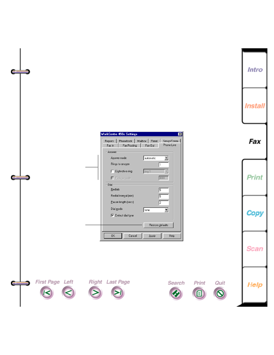 Changing telephone line answer options | Xerox 450c User Manual | Page 153 / 264