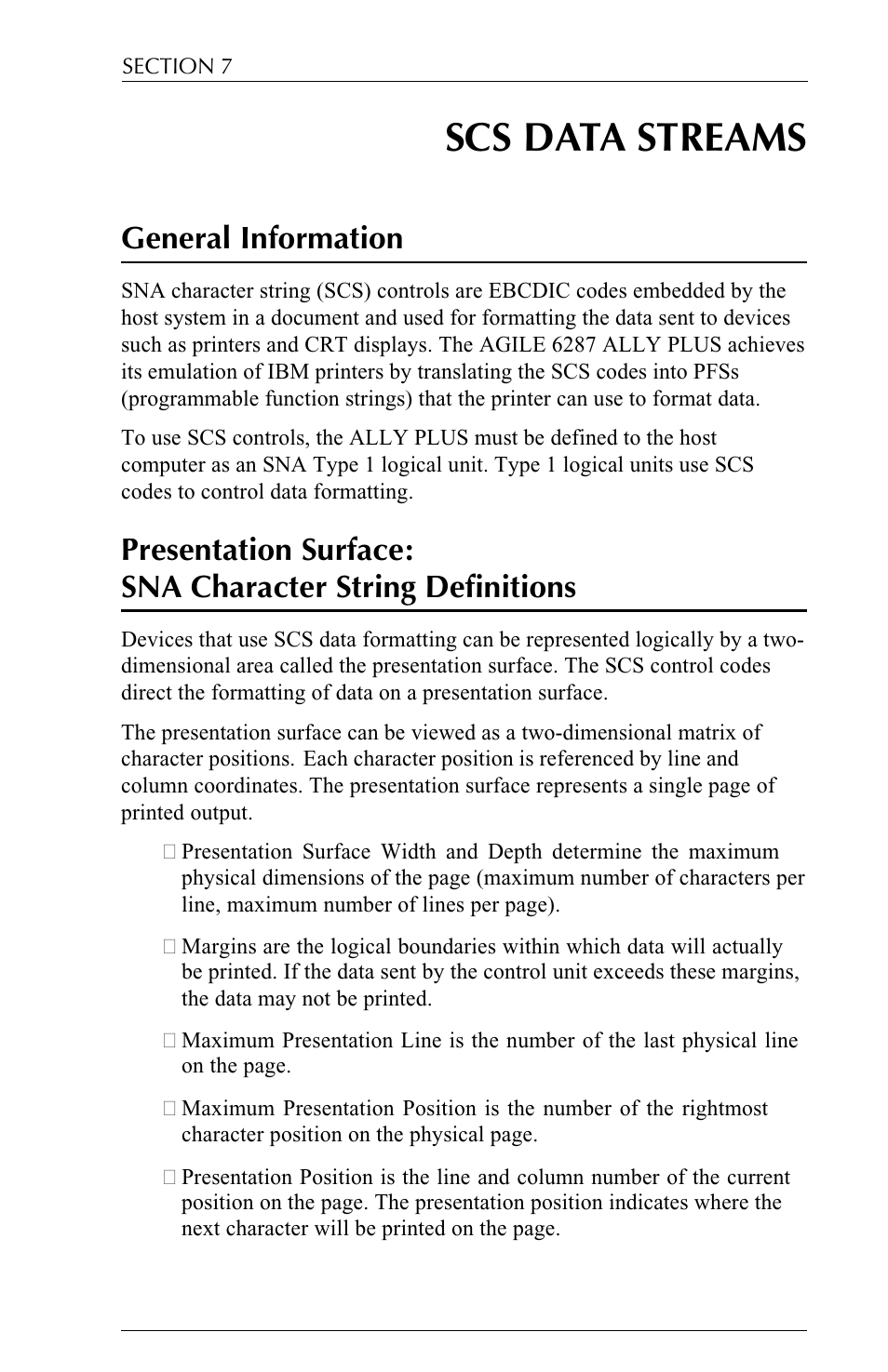 Scs data streams, General information | Xerox ALLY PLUSTM 6287 User Manual | Page 113 / 186