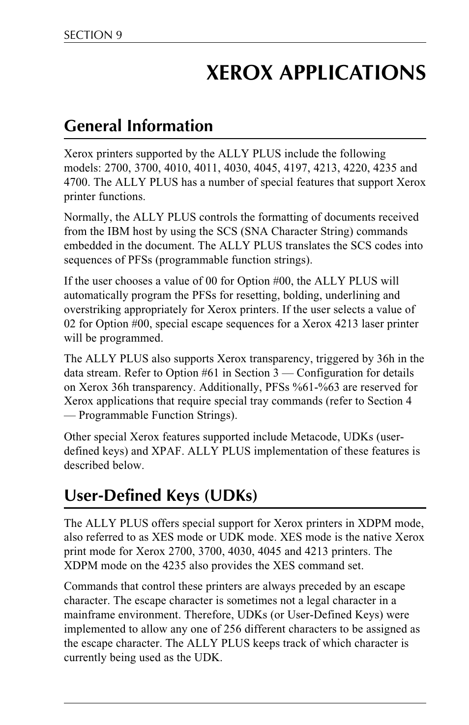 Xerox applications, General information, User-defined keys (udks) | Xerox ALLY PLUSTM 6287 User Manual | Page 123 / 186