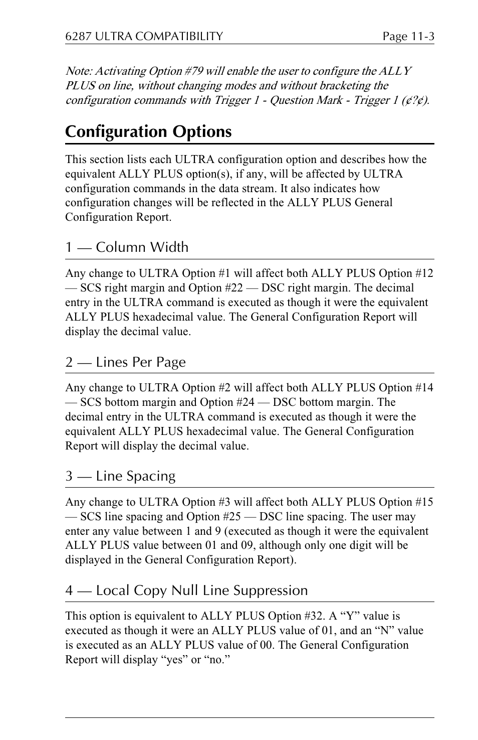 Configuration options | Xerox ALLY PLUSTM 6287 User Manual | Page 129 / 186