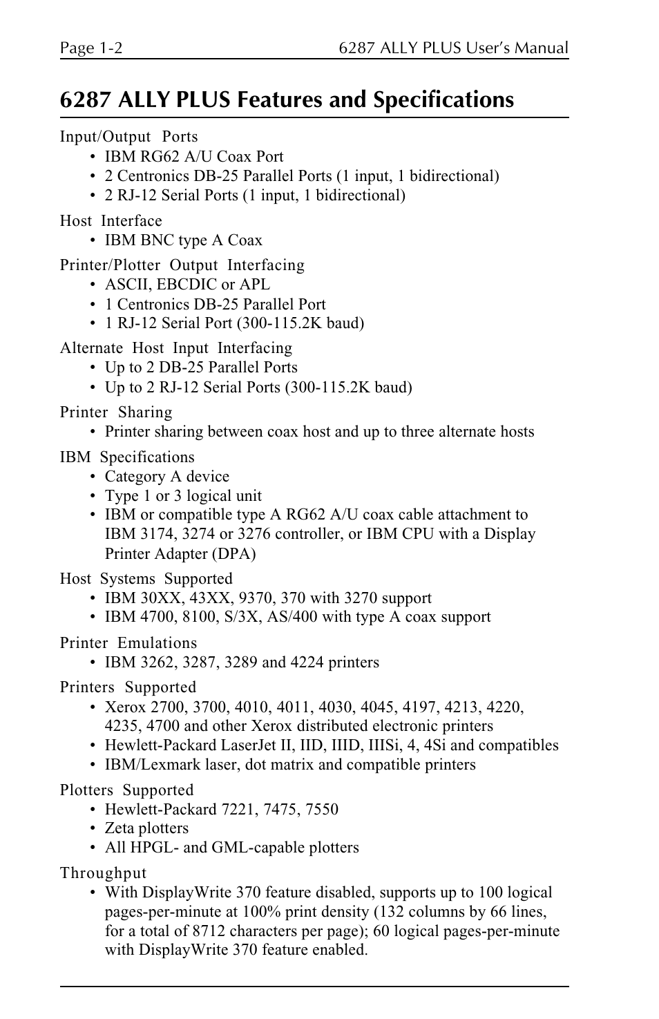 6287 ally plus features and specifications | Xerox ALLY PLUSTM 6287 User Manual | Page 22 / 186