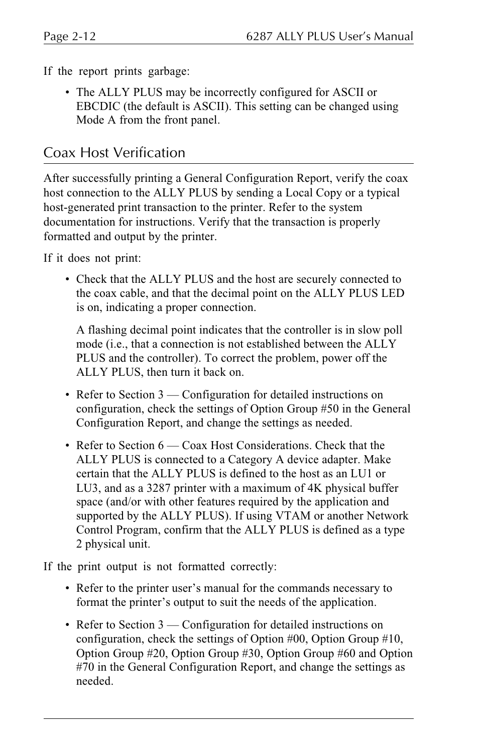 Coax host verification | Xerox ALLY PLUSTM 6287 User Manual | Page 36 / 186