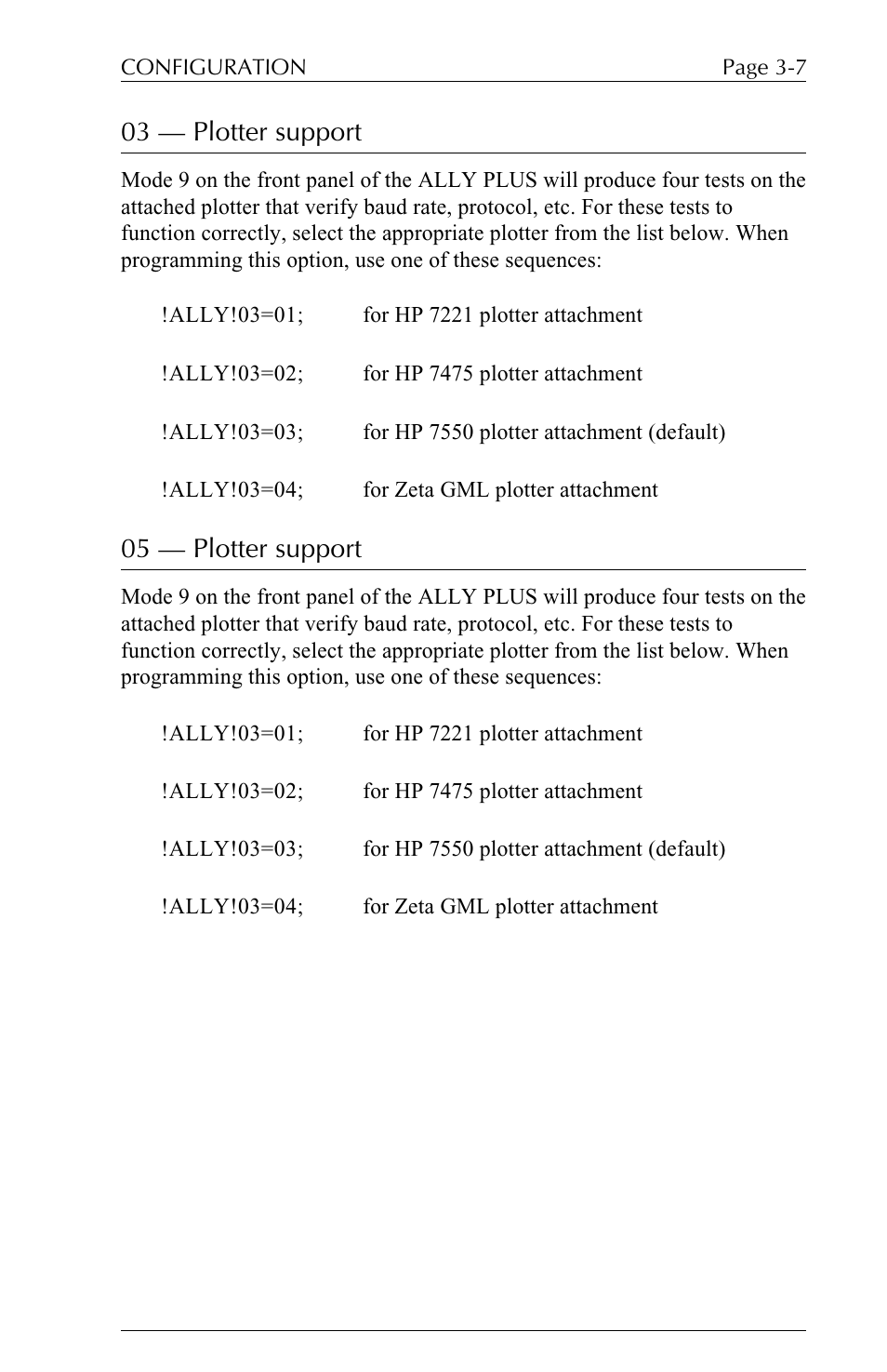 03 — plotter support, 05 — plotter support | Xerox ALLY PLUSTM 6287 User Manual | Page 47 / 186