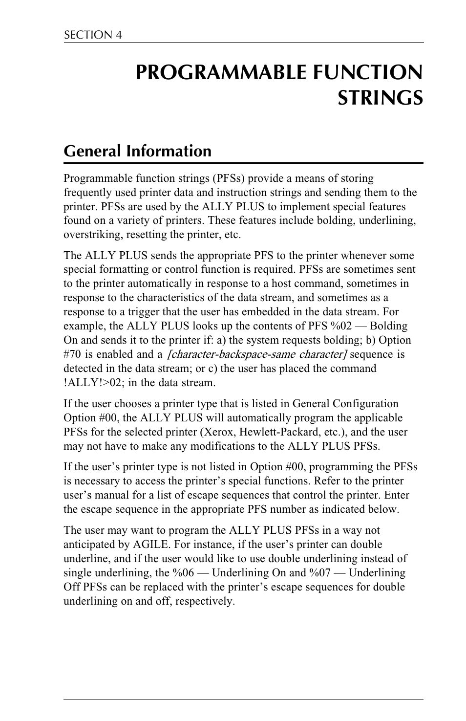 Programmable function strings, General information | Xerox ALLY PLUSTM 6287 User Manual | Page 75 / 186