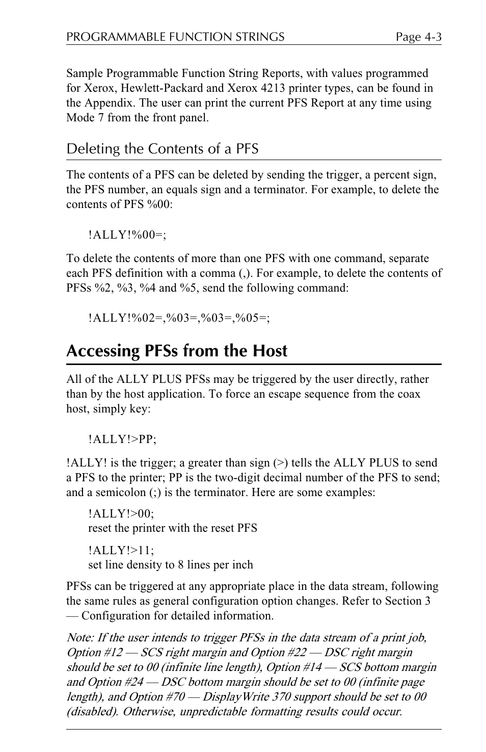 Accessing pfss from the host, Deleting the contents of a pfs | Xerox ALLY PLUSTM 6287 User Manual | Page 77 / 186