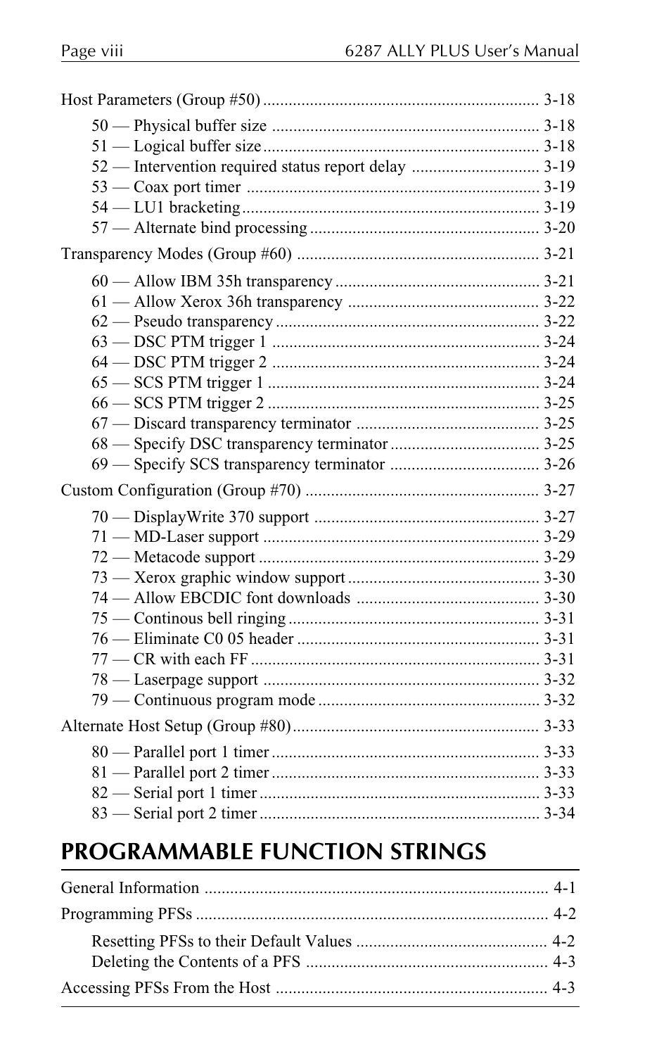 Programmable function strings | Xerox ALLY PLUSTM 6287 User Manual | Page 8 / 186