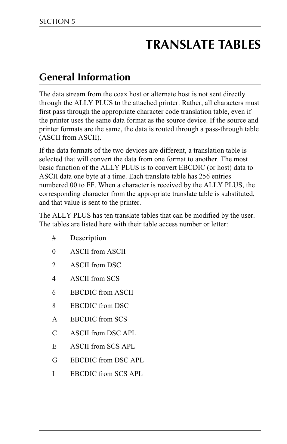 Translate tables, General information | Xerox ALLY PLUSTM 6287 User Manual | Page 93 / 186