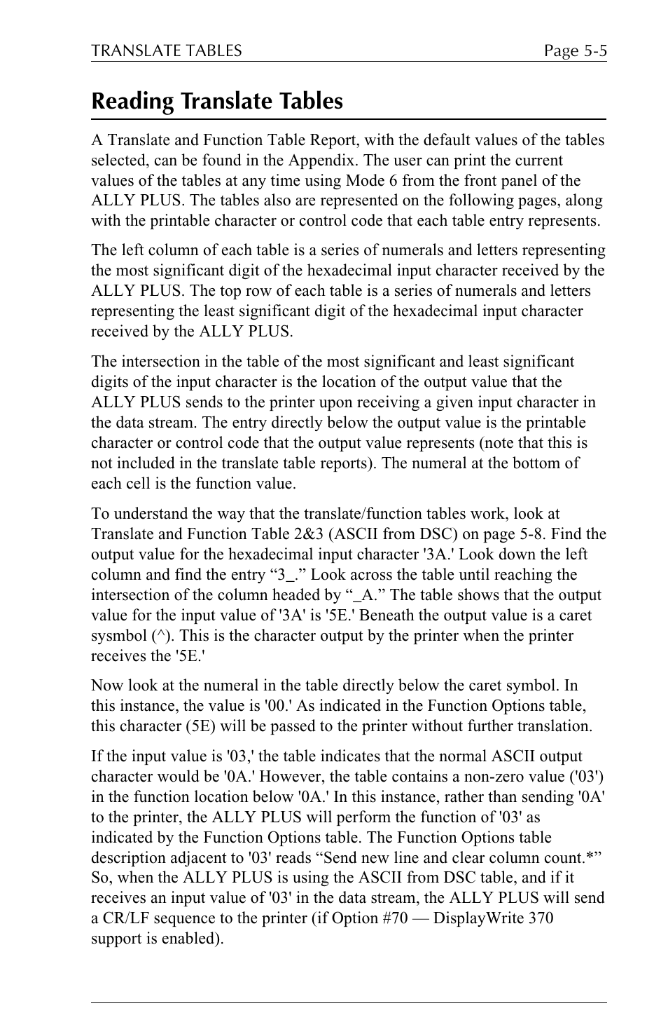 Reading translate tables | Xerox ALLY PLUSTM 6287 User Manual | Page 97 / 186