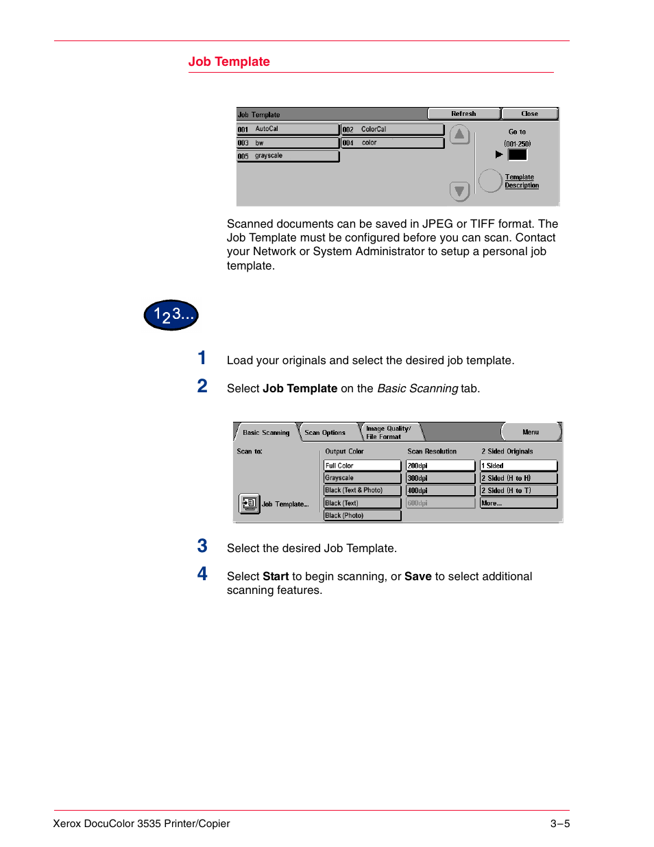 Job template | Xerox 3535 User Manual | Page 117 / 268