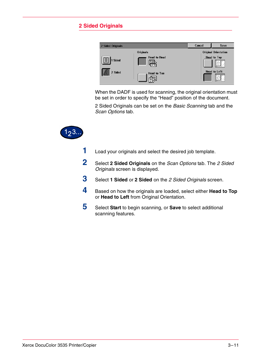 2 sided originals | Xerox 3535 User Manual | Page 123 / 268